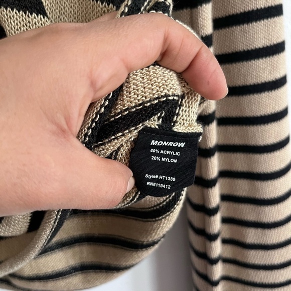 Monrow Striped Flare Sleeves Bohemian Sweater Pullover - Picture 5 of 8